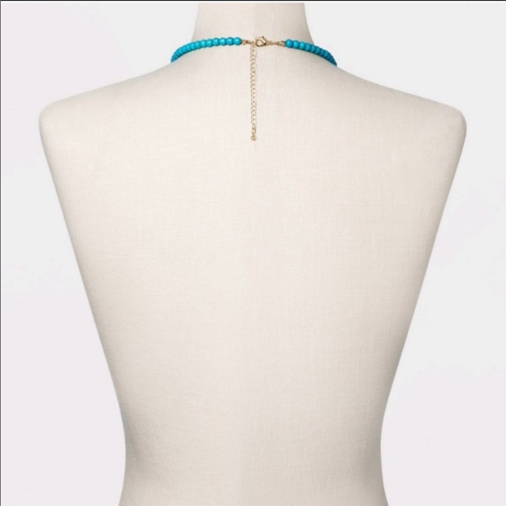Turquoise semi precious necklace with tassel NEW - Picture 3 of 6